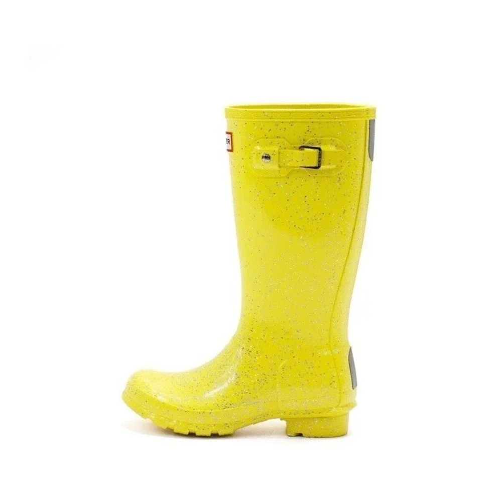 Girl's Hunter Original Giant Glitter Yellow Waterproof Rain Rubber‎ Boot Size 5